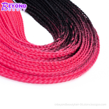 Crotchet Box Braids Hair Extensions Ombre Brown Burgundy Crochet Braids Synthetic Low Temperature Fiber
